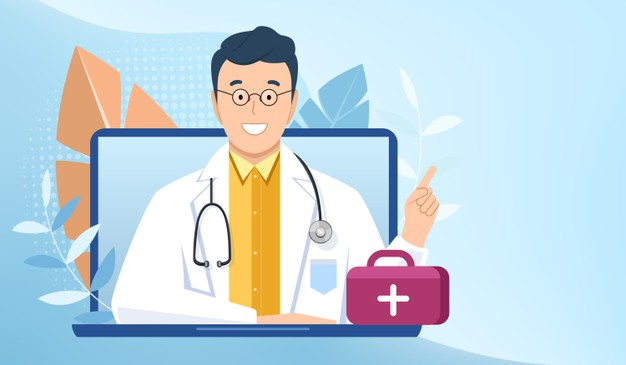 ilustracao de consulta medica online