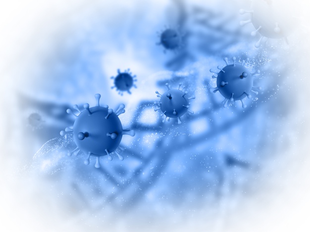 renderizacao d de um historico medico com celulas de virus abstratas