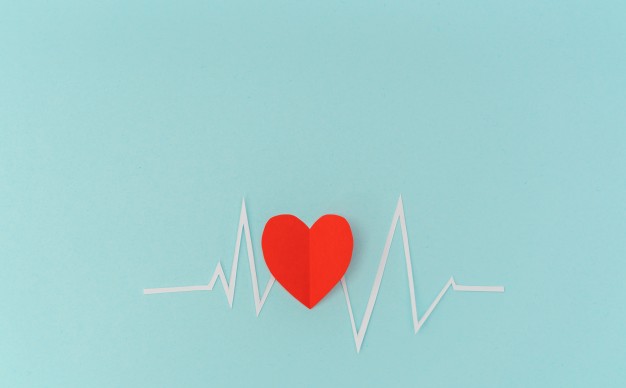 corte do papel da cardiograma de ritmo cardiaco para o dia dos namorados