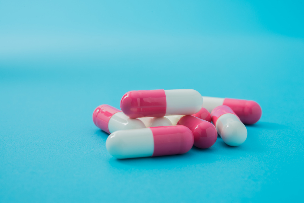 medications in blue