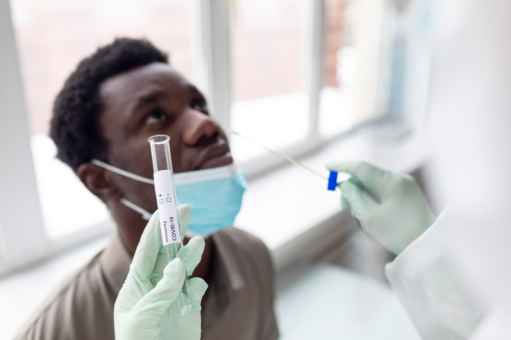 doctor taking coronavirus test sample