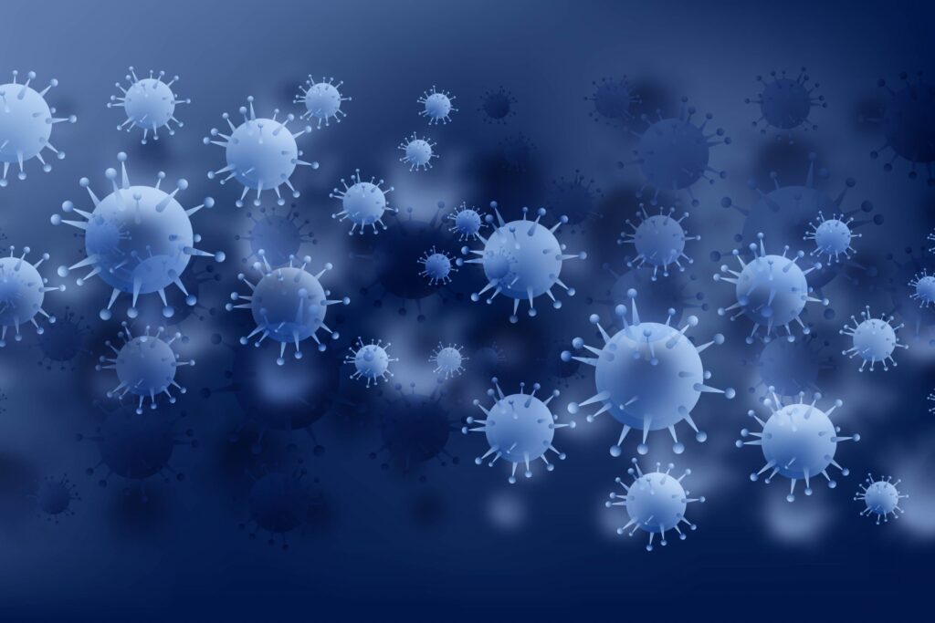 Bacteria or virus infection flu blue background