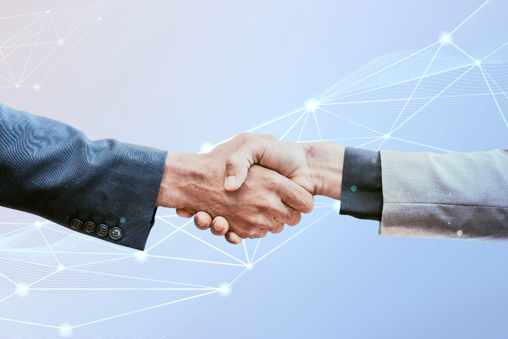 partnership handshake innovation corporate business concept