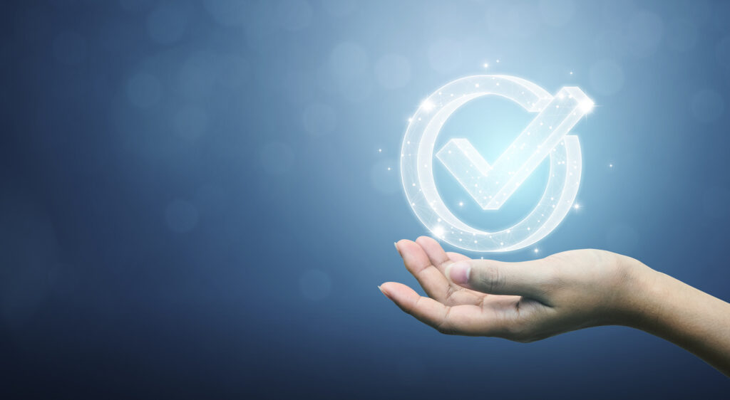 Standard quality control certification assurance guarantee Concept of internet business technology digital