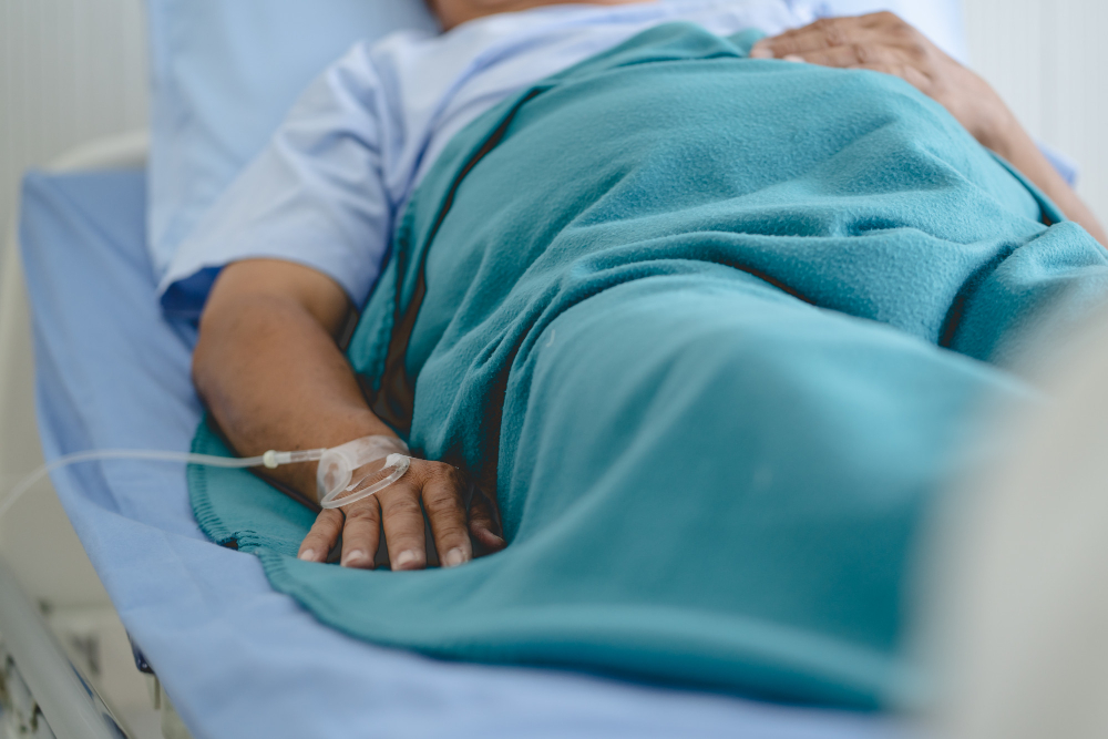 patient lying on the bed and resting in hospital