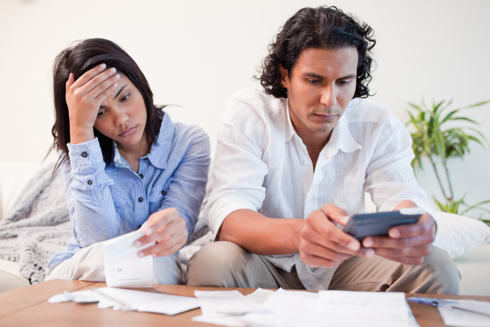 couple checking bills