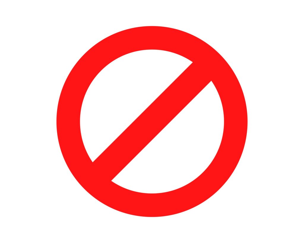 Red Prohibited sign No icon warning or stop symbol safety danger isolated vector illustration