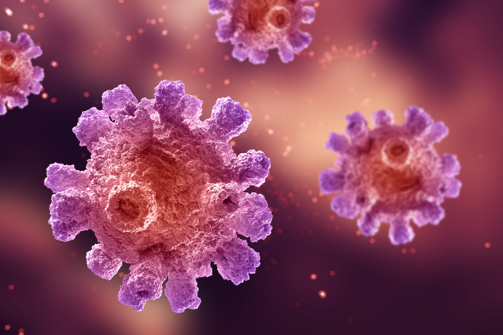 d medical background with abstract virus cells