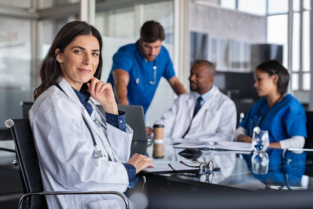 Successful doctor at conference