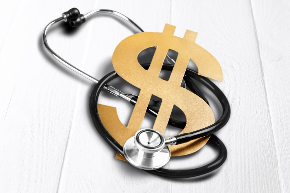 medical stethoscope dollar sign isolated background