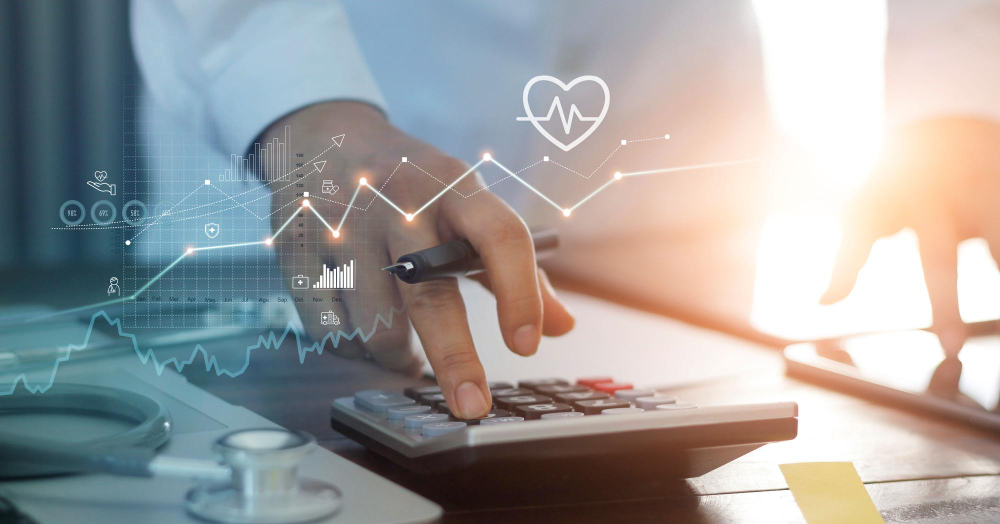 healthcare business graph data growth doctor use calculator calculate healthcare costs