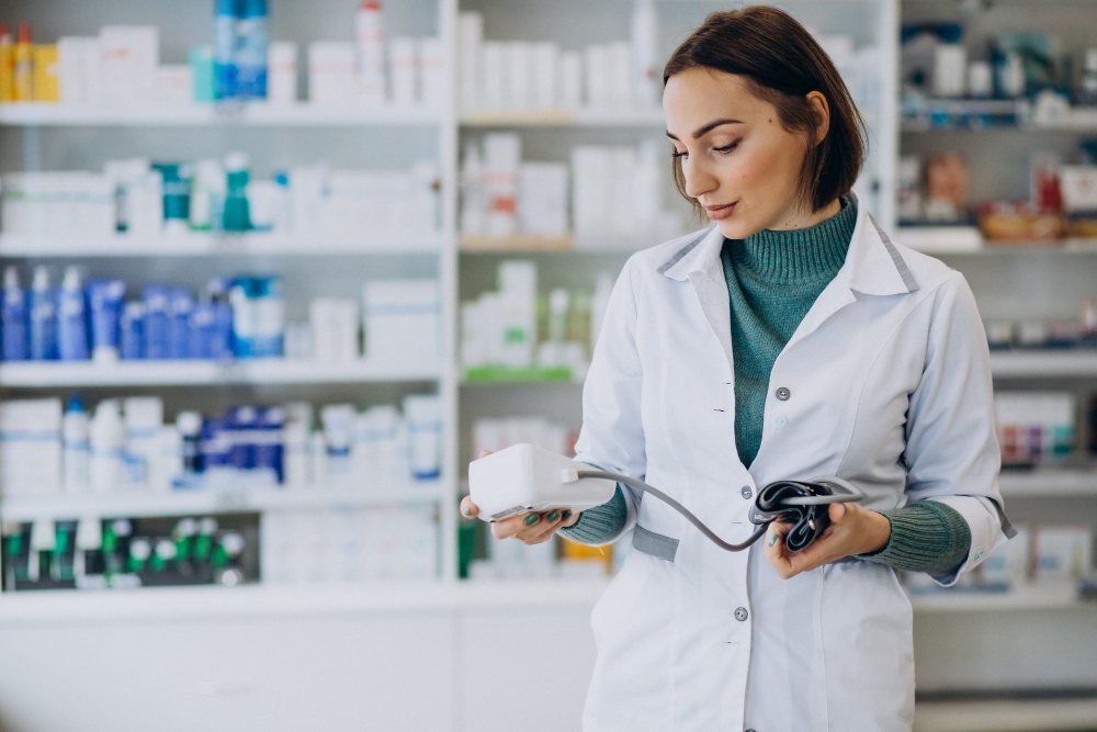 young woman pharmacist pharmacy