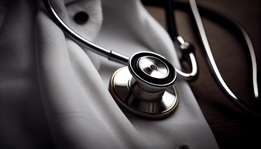 estetoscopio na mesa limpa ferramenta de trabalho medico generativa ai