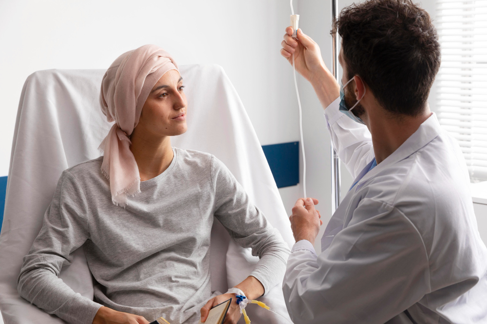 health assistant taking care female patient