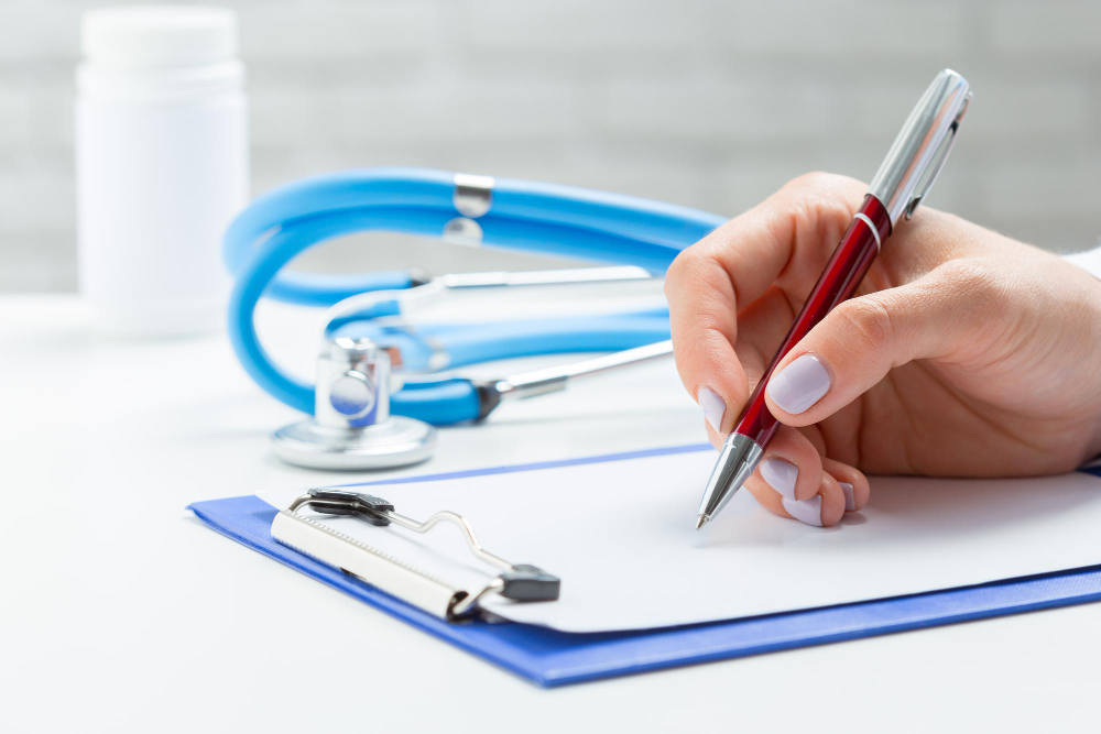 doctor writes prescription pil