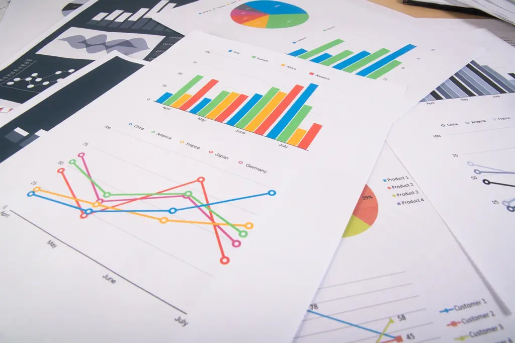 business report graphs charts business reports pile documents business concept